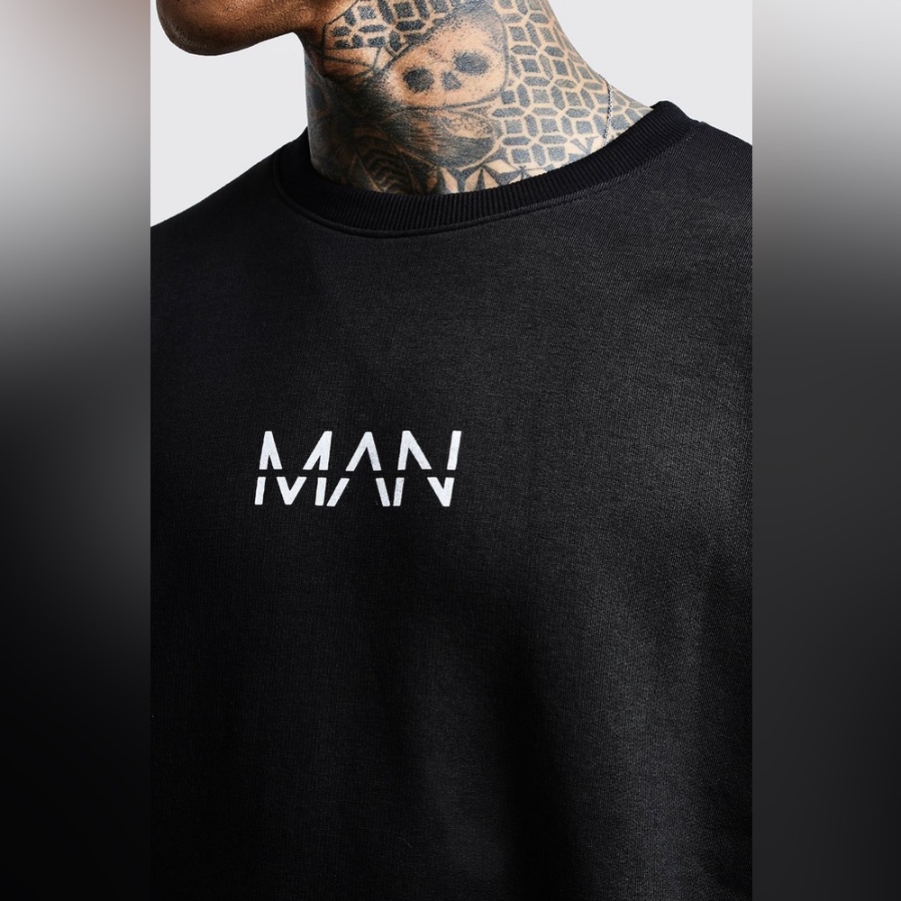 Boohoo Oversized Original MAN Print Hoodie Black Size XXS